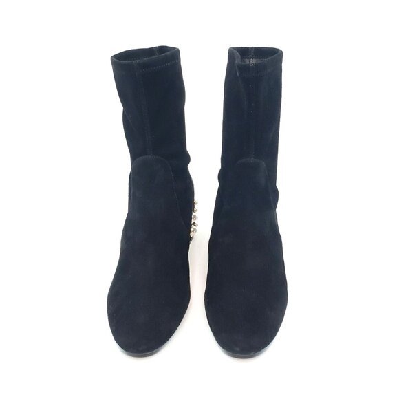 Stuart Weitzman Odetta 50 Booties Faux Pearl Black Suede Womens US 7.5 B - Picture 3 of 11